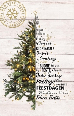 Kerstkaart   Typografische Kerstboom Achterkant/Voorkant