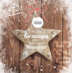 Kerstkaart   Houten Ster Achterkant/Voorkant