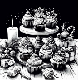 Pentekening_kerstcupcakes_versjevanVERS Achterkant/Voorkant